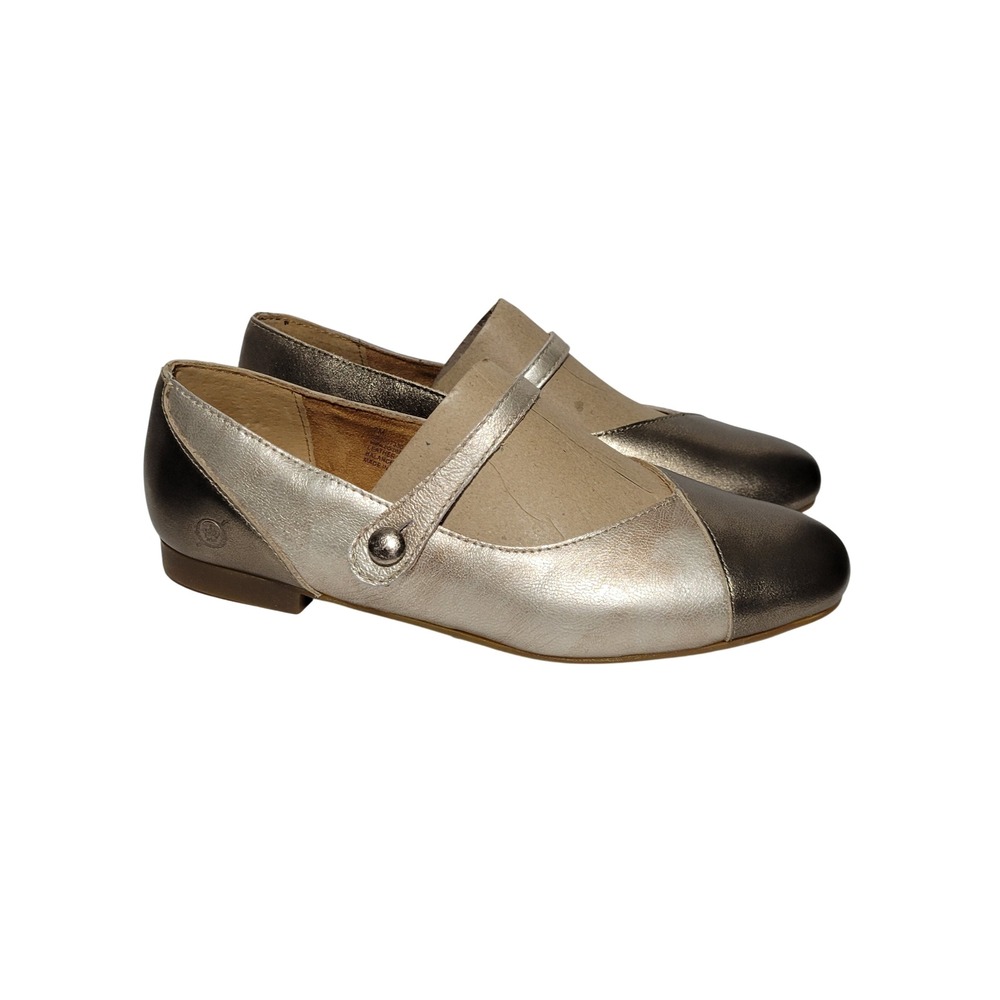 Born Pandora Mary Jane Flats Women Size 7 M Metallic Gold Bronze Leather Comfort
